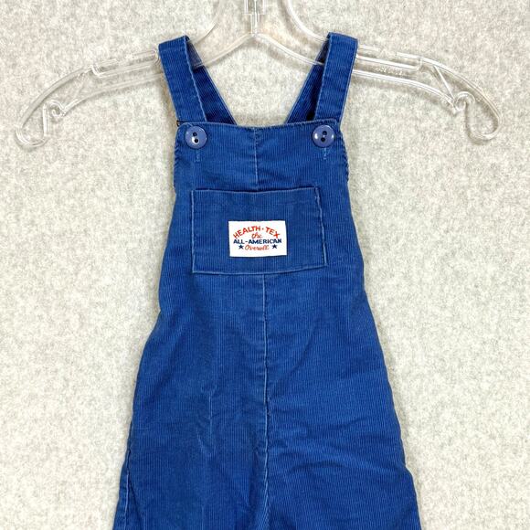 Vintage Health Tex Corduroy Overalls Size 18 mos. Blue Cross Back Snap Leg USA - Picture 3 of 16